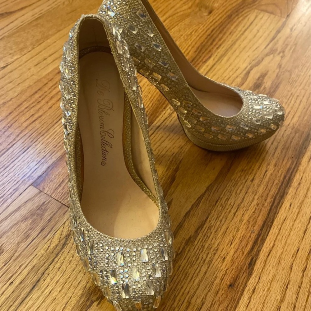 Gold Rhinestone Heels